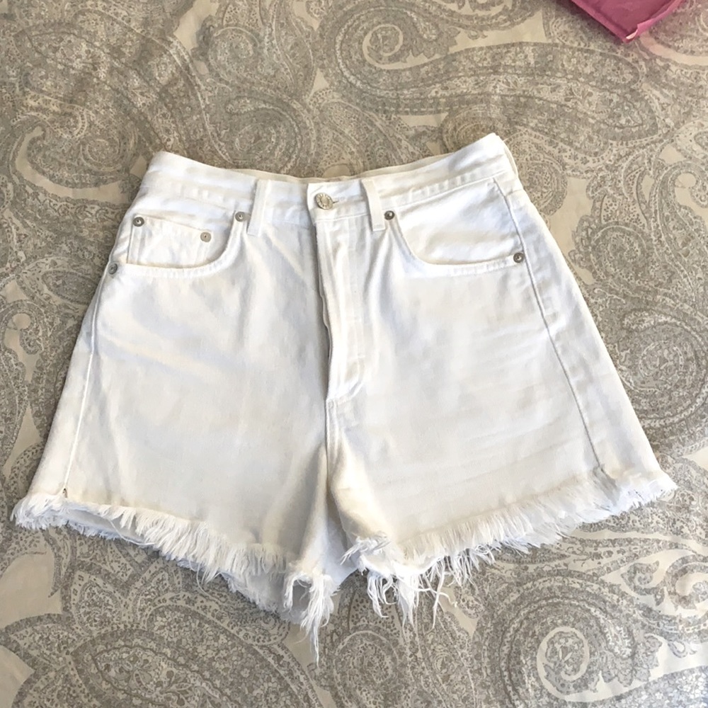 Agolde White Shorts “Dee Shorts”